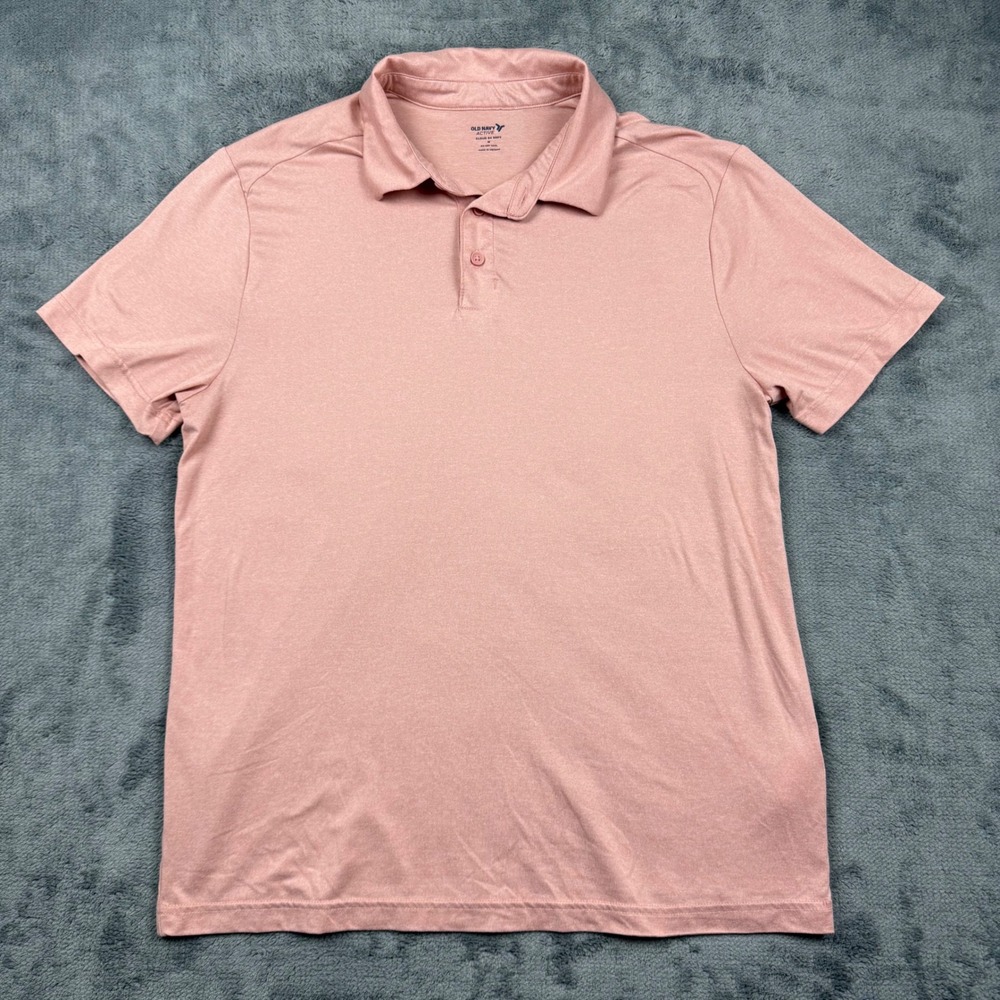 Old Navy Active Mens Cloud 94 Soft Go-Dry Cool Polo Shirt Pink Heather Medium